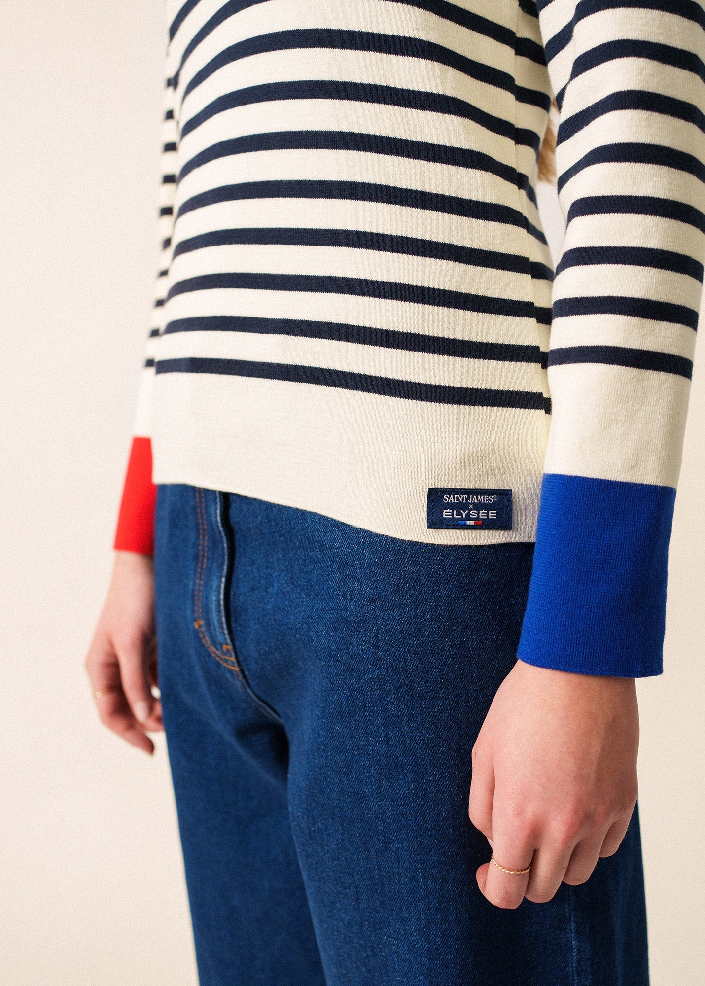 Pull Passerelle tricolore x l'Elysée (BLANC/MULTICO)