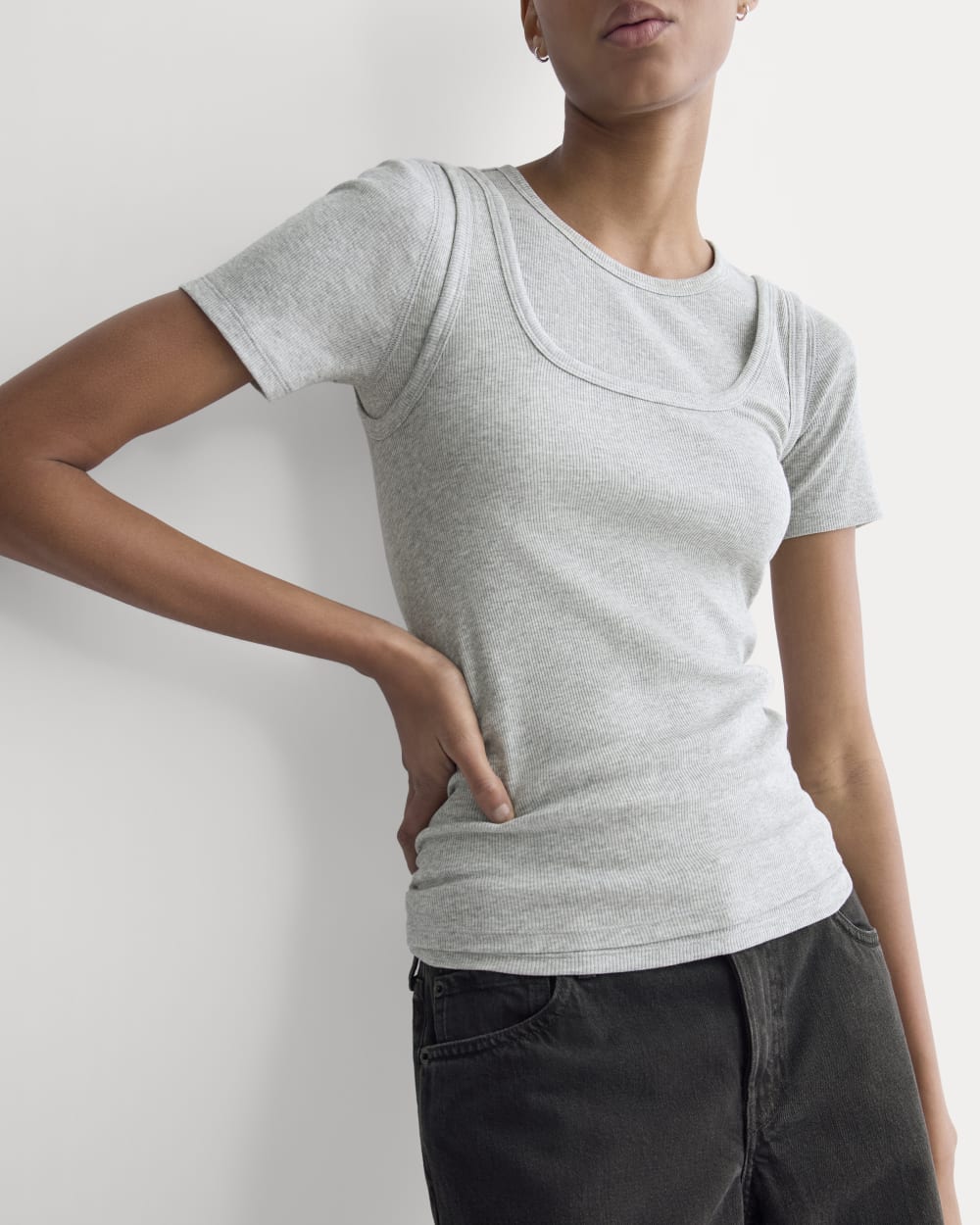 The Luxe Rib聽Square-Neck Tank | Classic Heather Grey