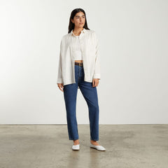 The Oversized Silky Cotton Shirt | Sand / White