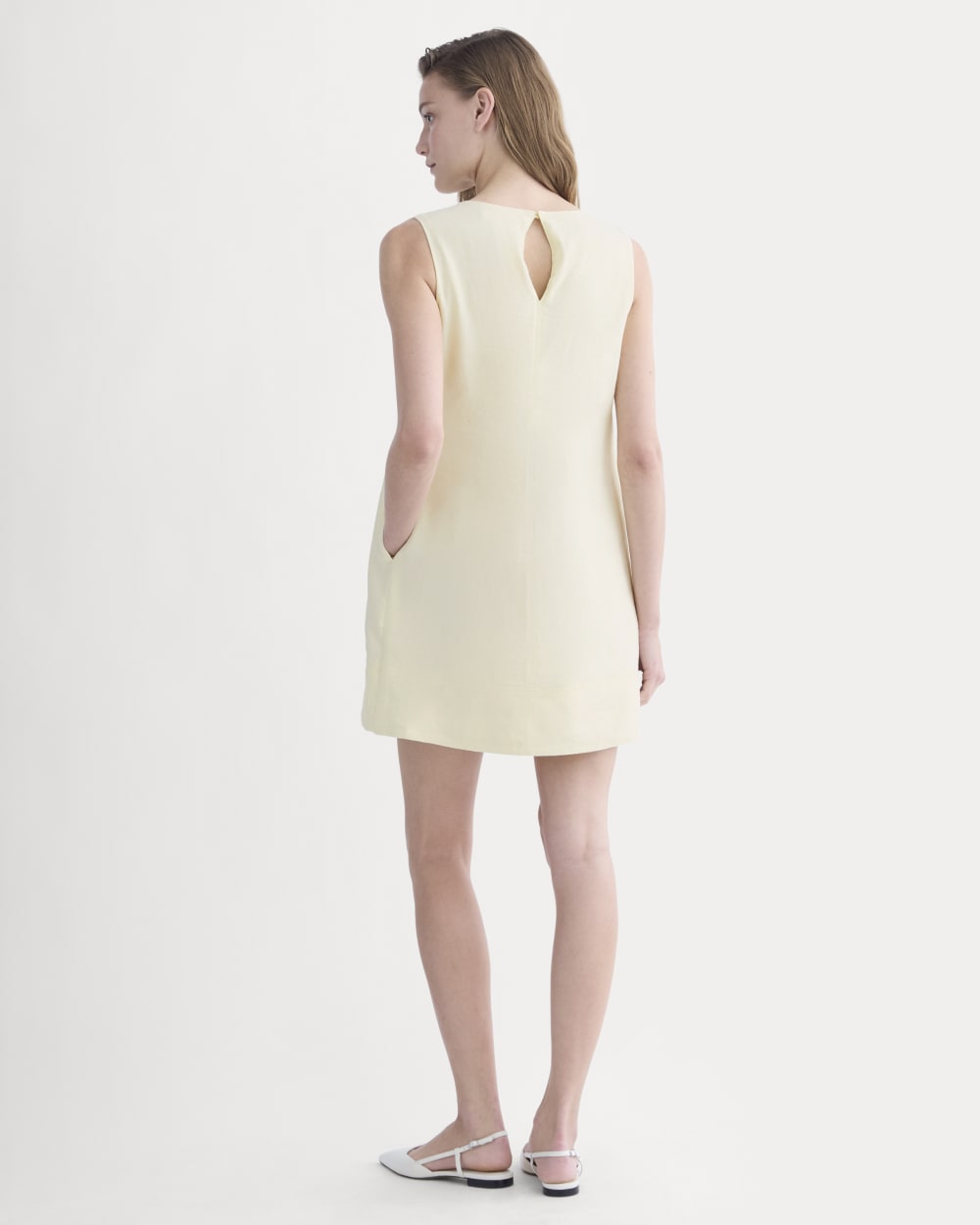 The Shift Dress in Stretch Linen | Light Yellow