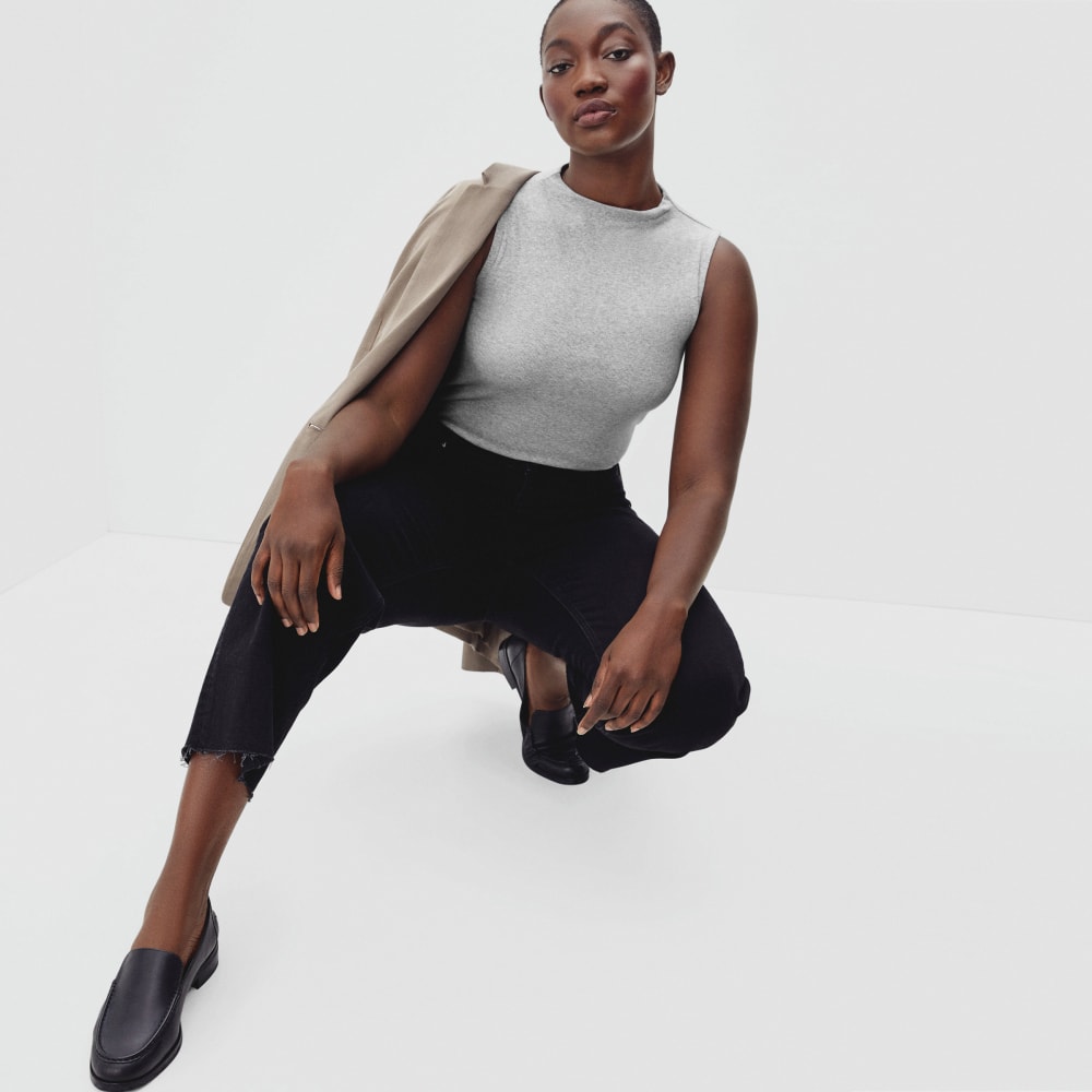 The Pima Micro-Rib Funnel-Neck Tank | Heathered Grey