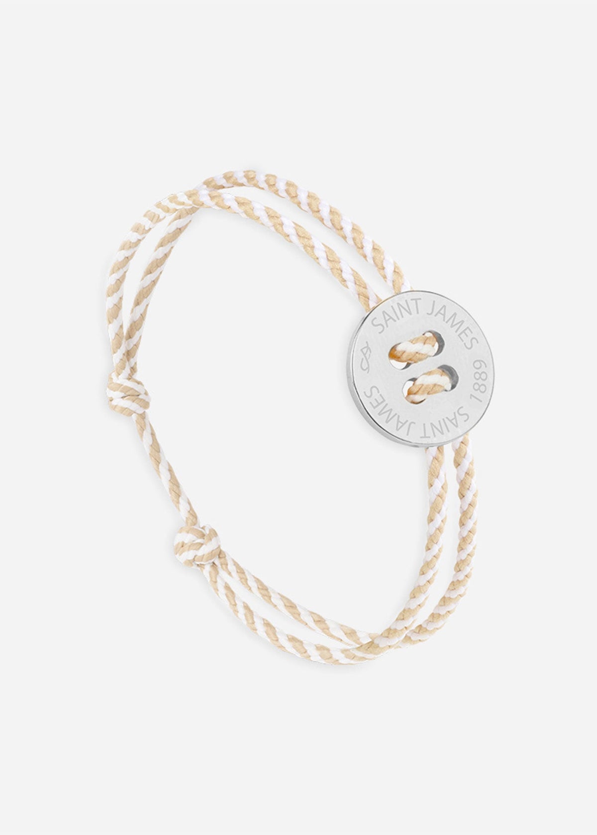 Bracelet Bouton x Le Vent à la Française (ARGENT/RAYE BLANC/BEIGE)