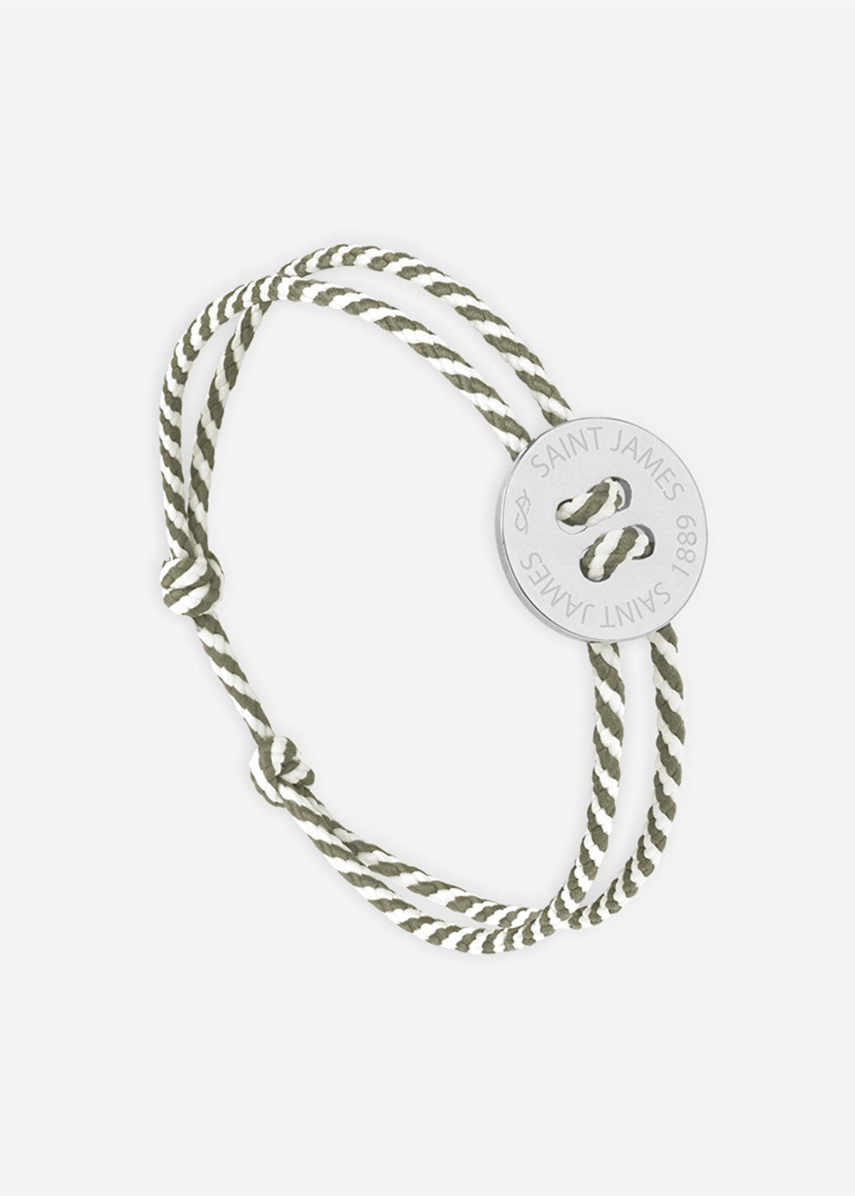Bracelet Bouton x Le Vent à la Française (ARGENT/RAYE BLANC/KAKI)
