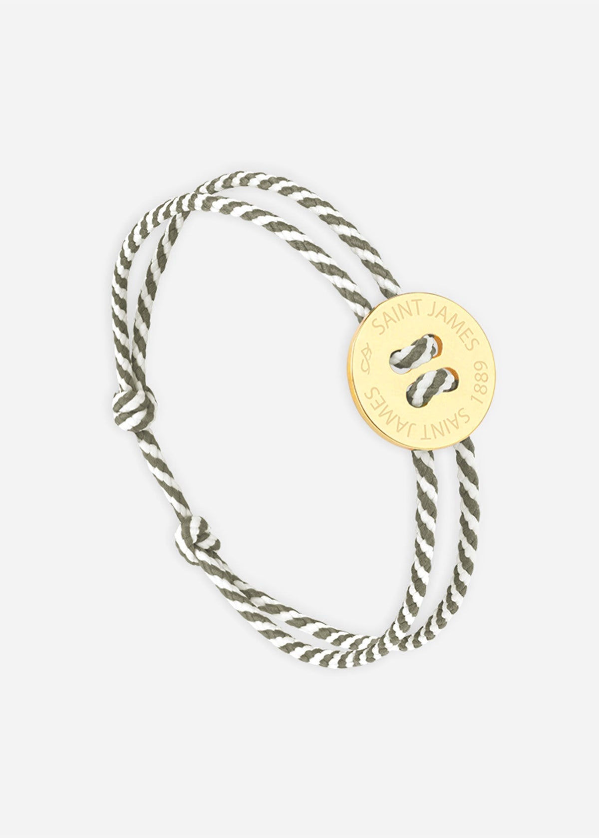 Bracelet Bouton x Le Vent à la Française (OR/RAYE BLANC/KAKI)