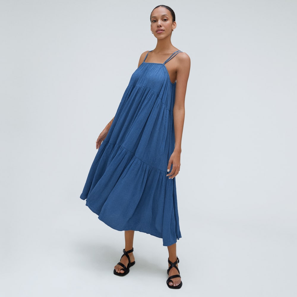 The Naia鈩?Ripple Tiered Maxi Dress | Deep Blue