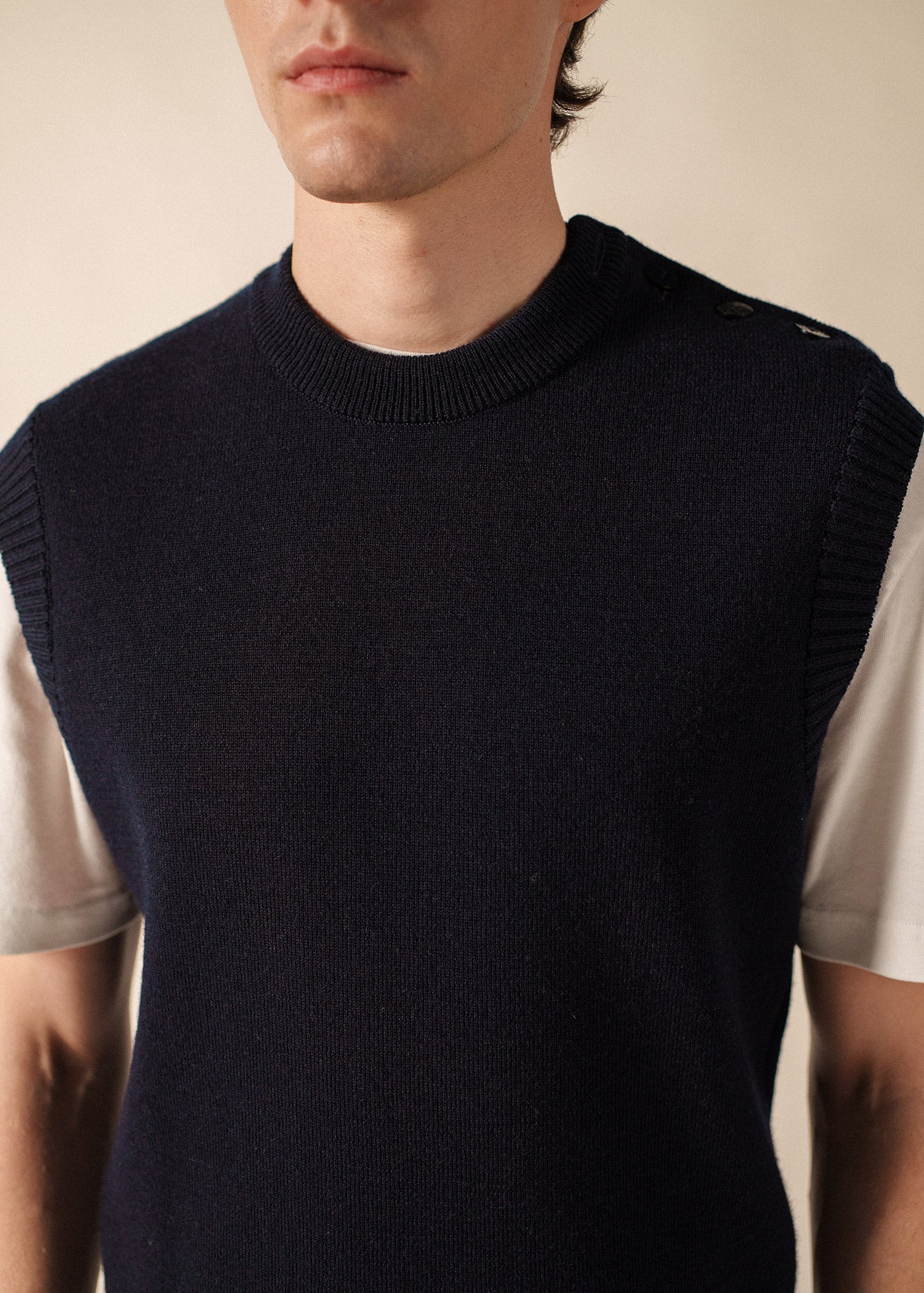 Pull Cancale sans manches (MARINE)