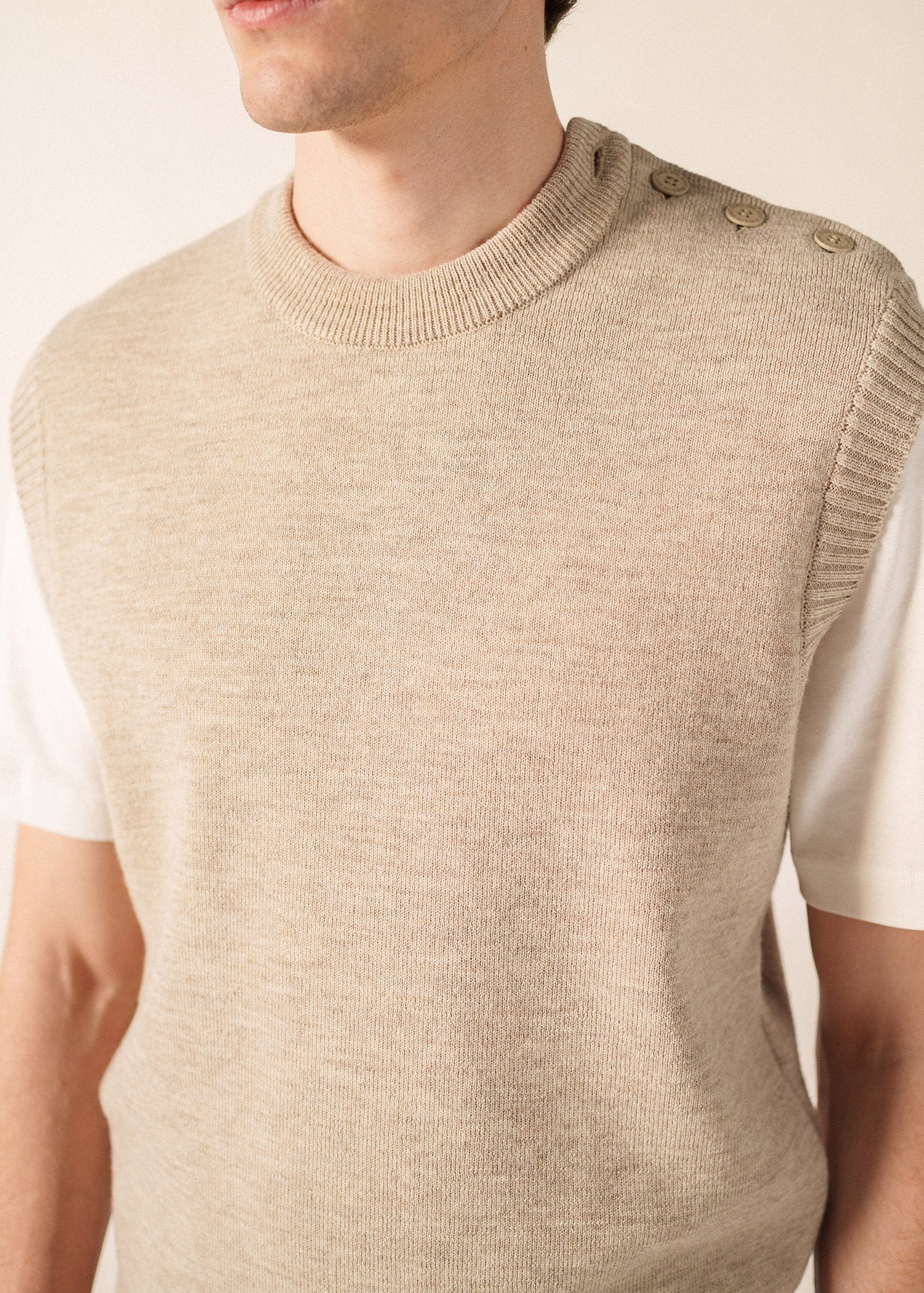Pull Cancale sans manches (BEIGE)