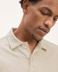 The Premium Weight Long-Sleeve Polo | Heather Oatmeal
