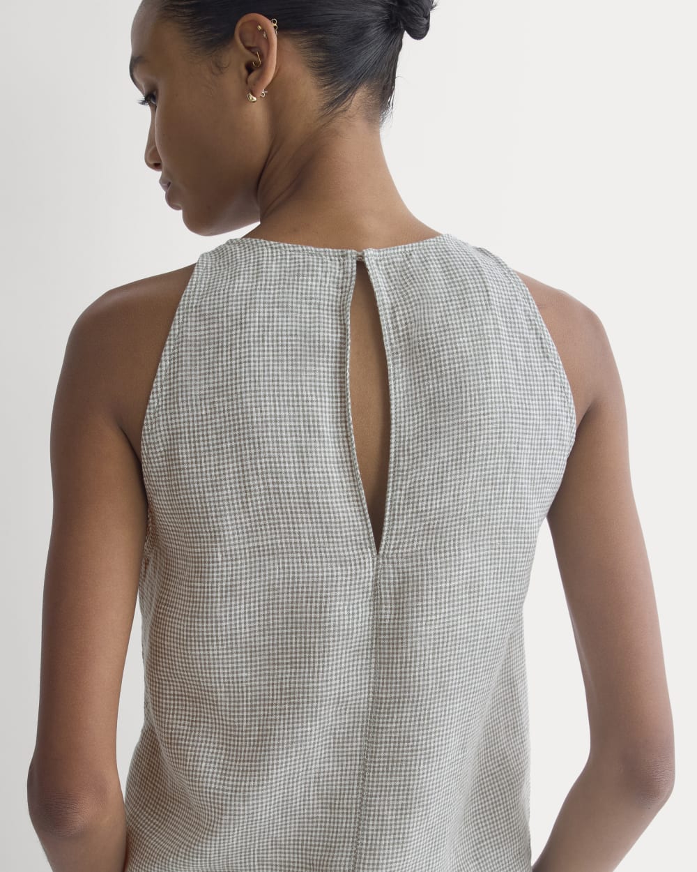 The Linen High-Neck Tank | Agave Green