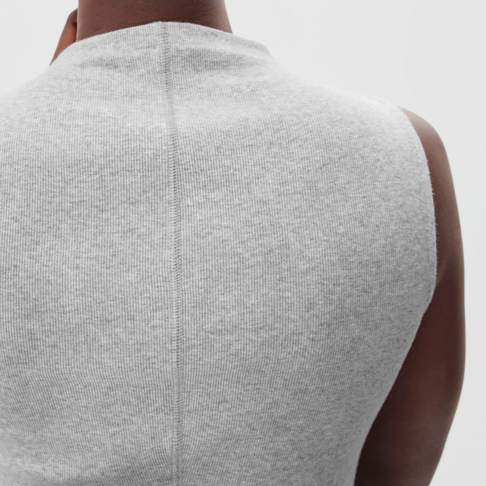 The Pima Micro-Rib Funnel-Neck Tank | Heathered Grey