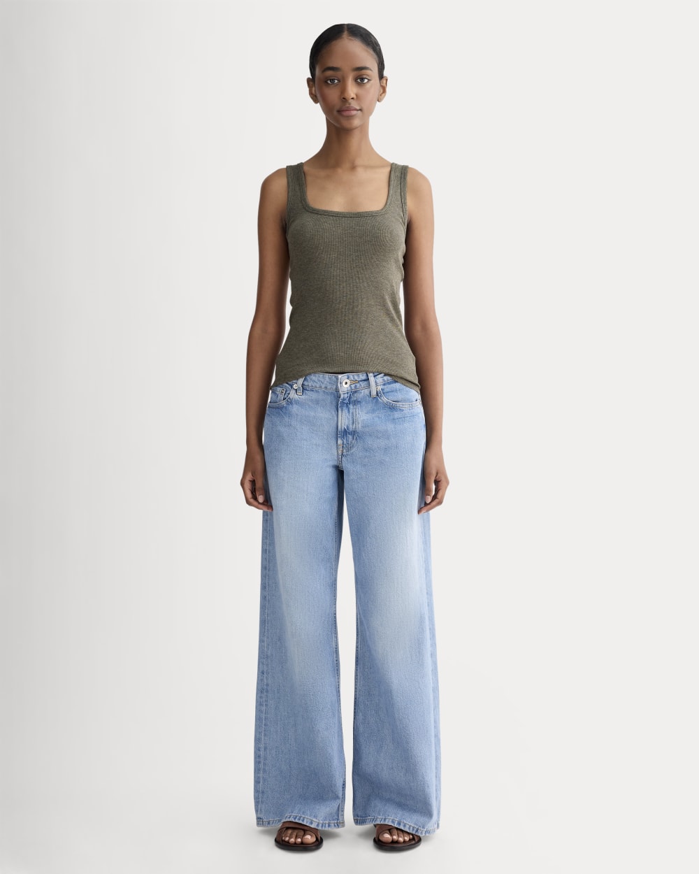 The Luxe Rib聽Square-Neck Tank | Heathered Fatigue