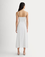The Seamed Dress in Stretch Linen | White