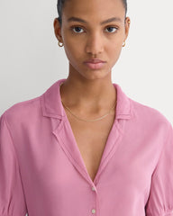 Notch Collar Shirt in Silk Georgette | Heather Rose