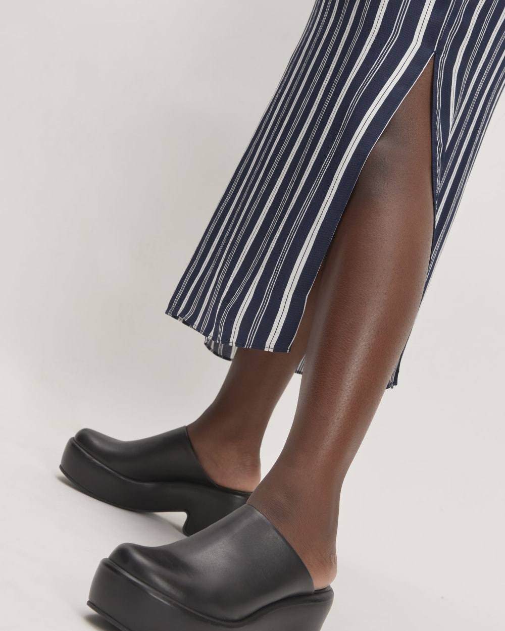 The Hammered Satin Slip Dress | Navy / Bone