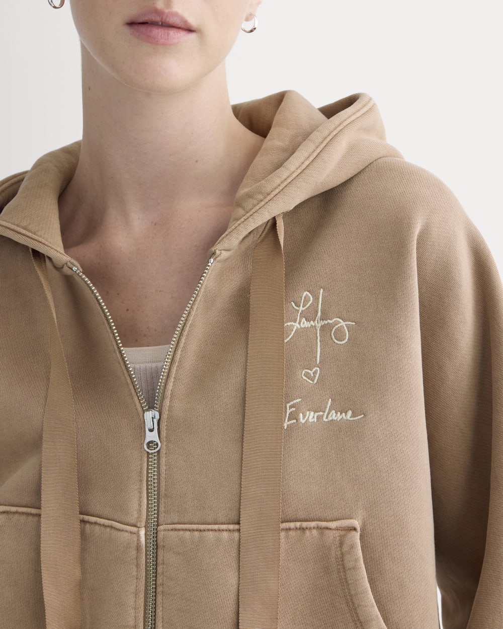 Saintjamesa x The Laufey Foundation Cropped Full-Zip Hoodie | Weathered Clay