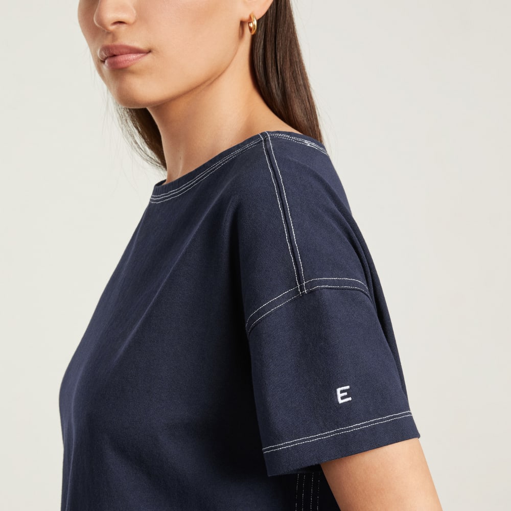 The Oversized Mariner Dress | Navy / White