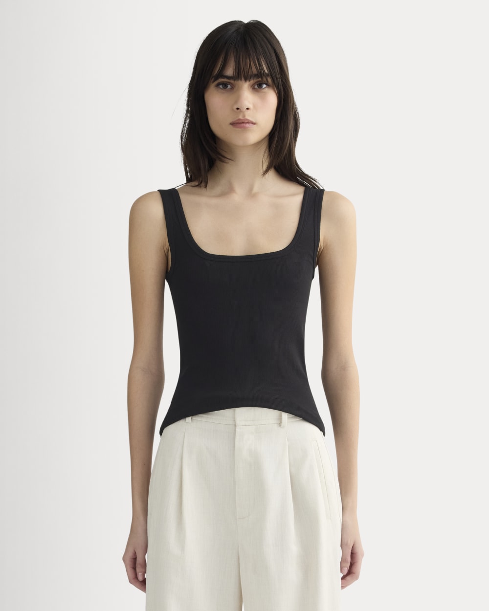 The Luxe Rib聽Square-Neck Tank | Black