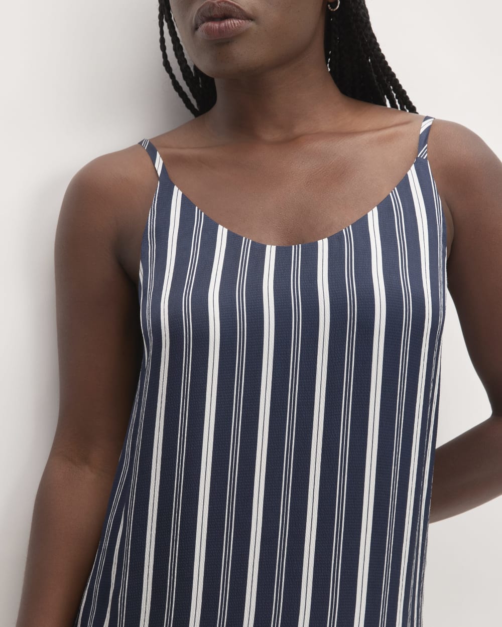 The Hammered Satin Slip Dress | Navy / Bone