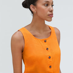 The Linen Button-Front Crop Tank | Turmeric