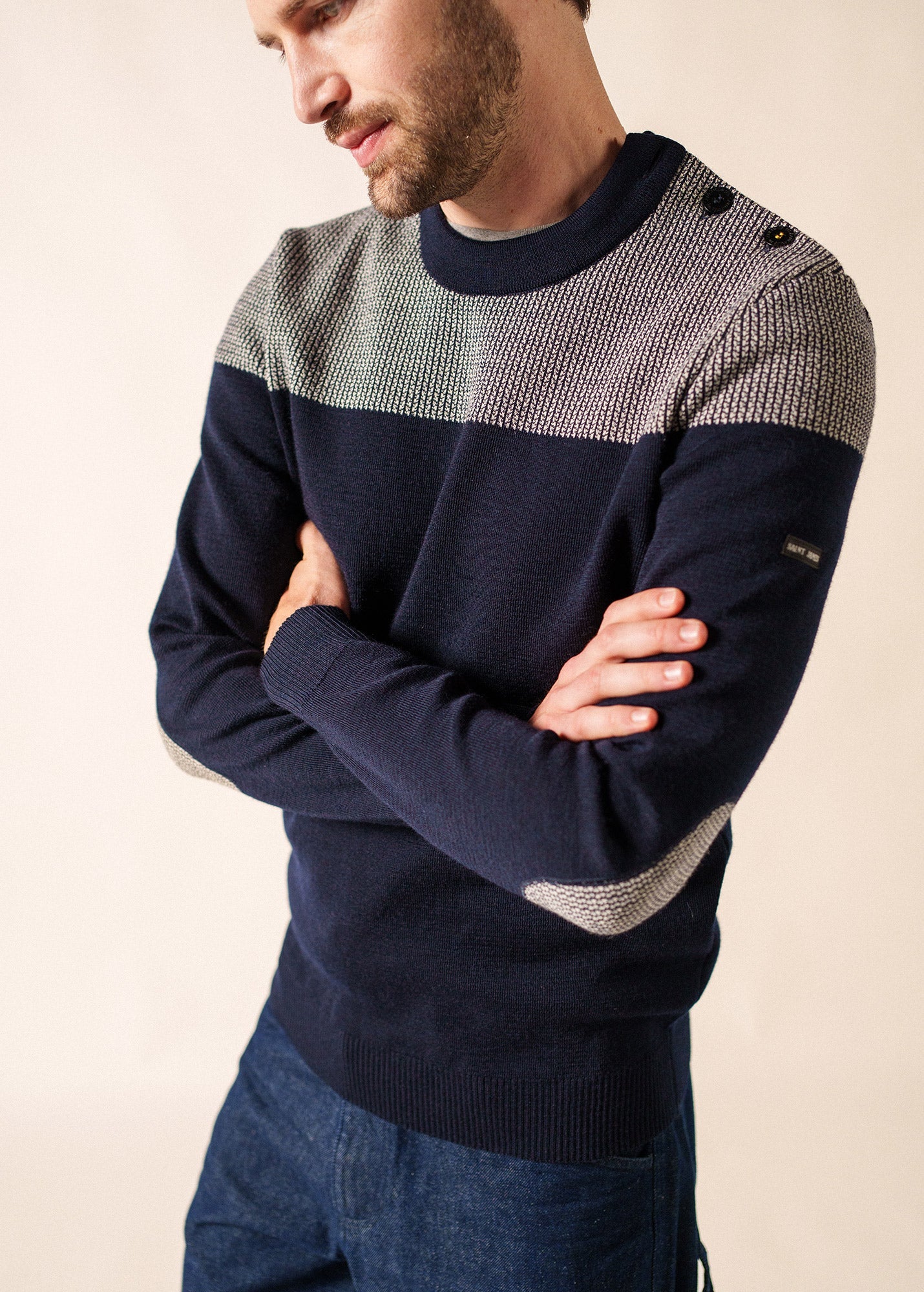 Pull marin Dinan bicolore (MARINE/ECRU)