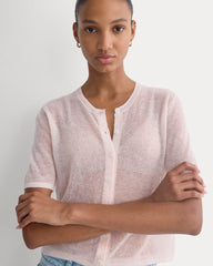 The Air Alpaca鈩?Short-Sleeve Cardigan | Soft Pink