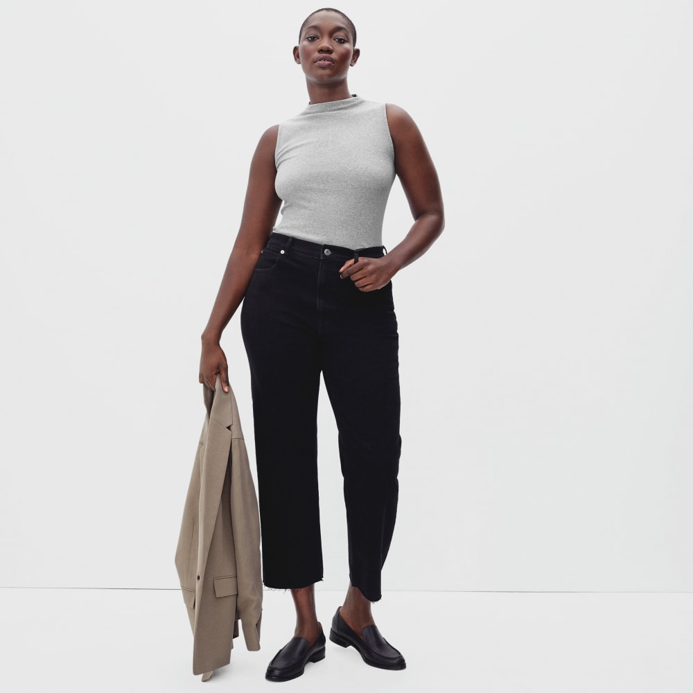 The Pima Micro-Rib Funnel-Neck Tank | Heathered Grey