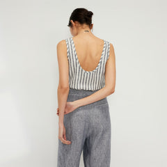 The Scoop Tank in Linen | Bone/Navy