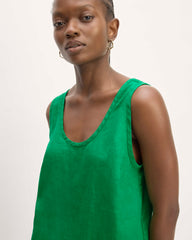 The Scoop Tank in Linen | Grass Green