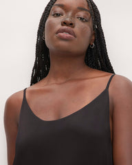 The Hammered Satin Slip Dress | Black