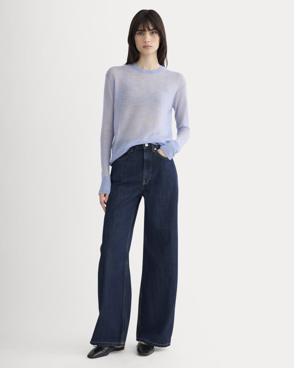 The Air Alpaca鈩?Relaxed Crew Top | Soft Blue