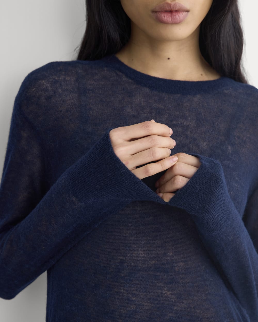The Air Alpaca鈩?Relaxed Crew Top | Navy