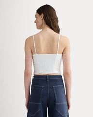 The Seamed Top in Stretch Linen | White