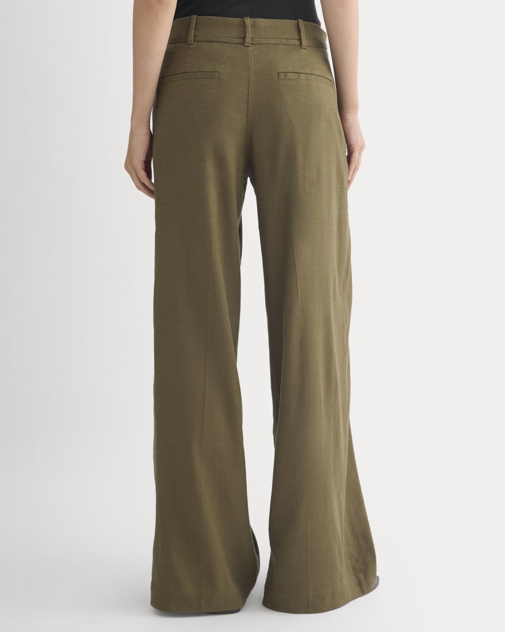 Wide-Leg Belted Pant in Stretch Linen | Beech | Regular