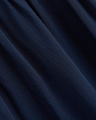 Notch Collar Shirtdress in Silk Georgette | Navy