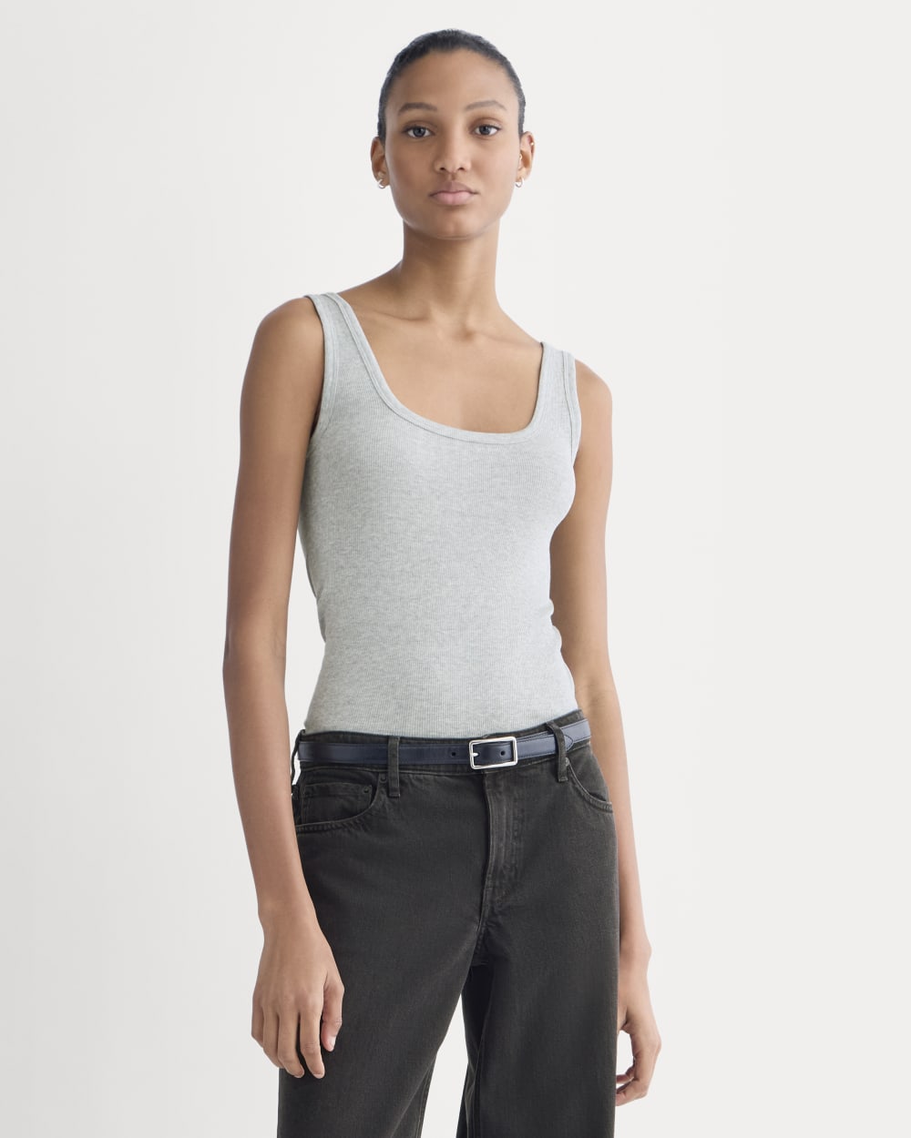The Luxe Rib聽Square-Neck Tank | Classic Heather Grey