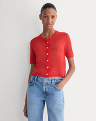 The Air Alpaca鈩?Short-Sleeve Cardigan | Fiery Red
