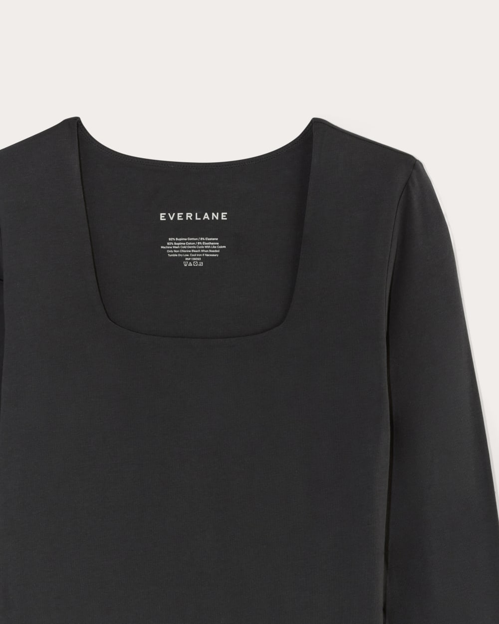 The Long-Sleeve Supima庐 Square-Neck Bodysuit | Black | Bikini