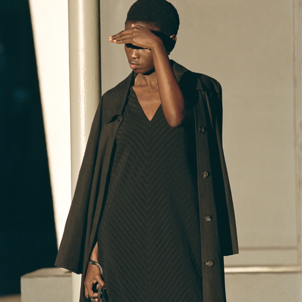 The City Stripe Midi Dress | Black