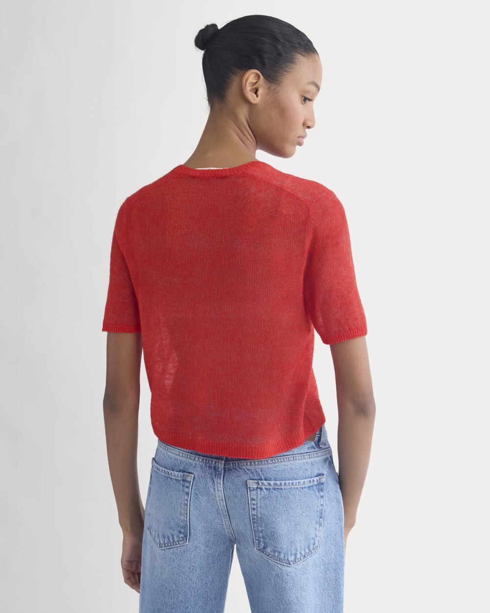 The Air Alpaca鈩?Short-Sleeve Cardigan | Fiery Red