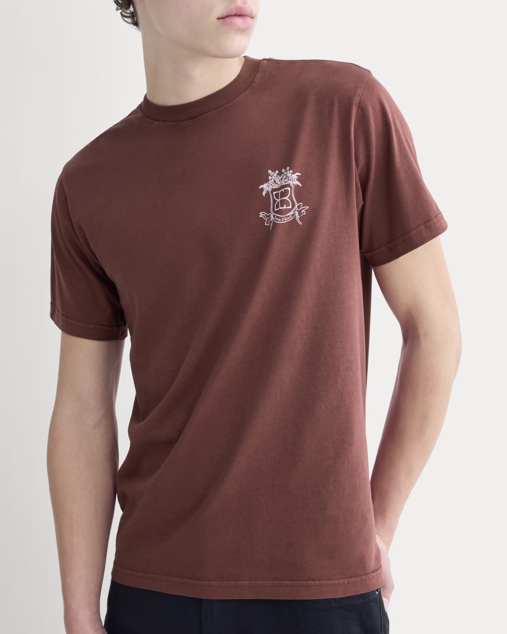Saintjamesa x Peace and Quiet Crest Graphic Tee | Wine